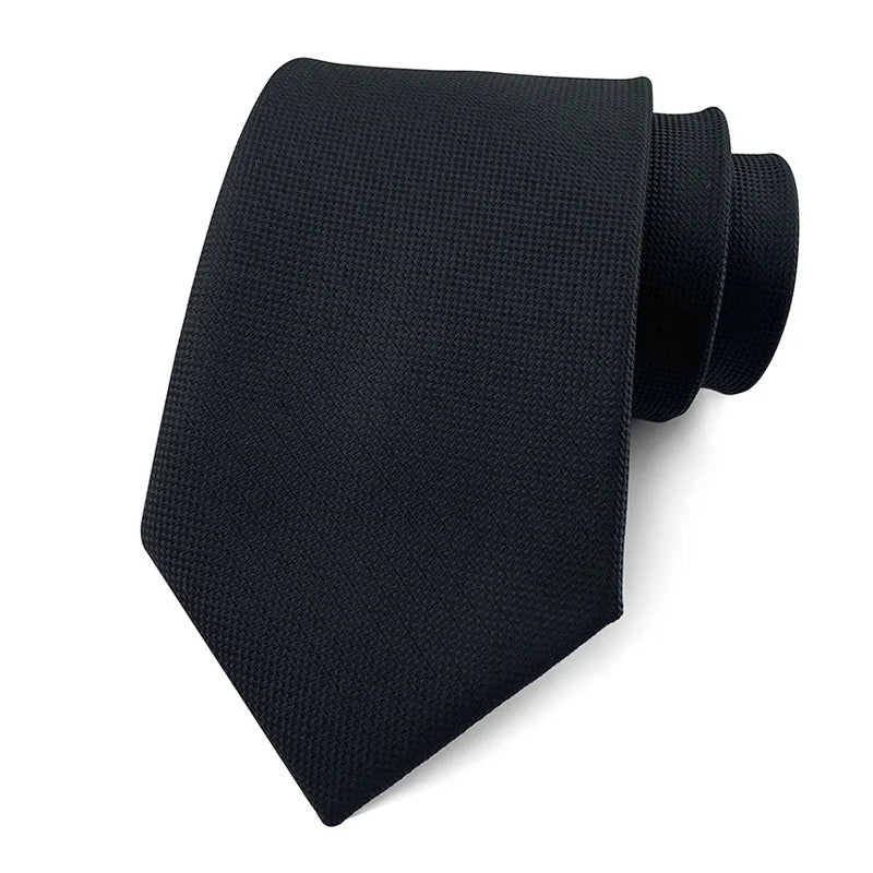 Luxury 8CM Men’s Black Striped Necktie | Classic Business & Formal Tie for Weddings, Office & Special Occasions