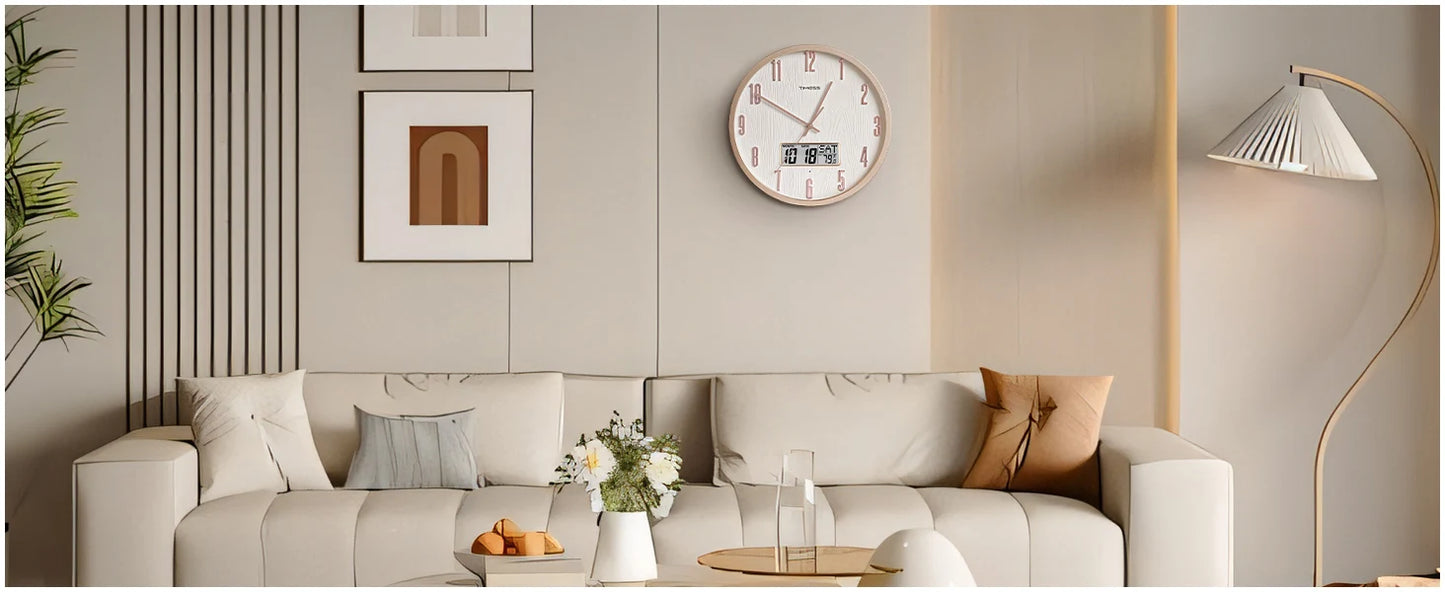 TIMESS Smart Luminous Wall Clock with Digital Display & Night Light