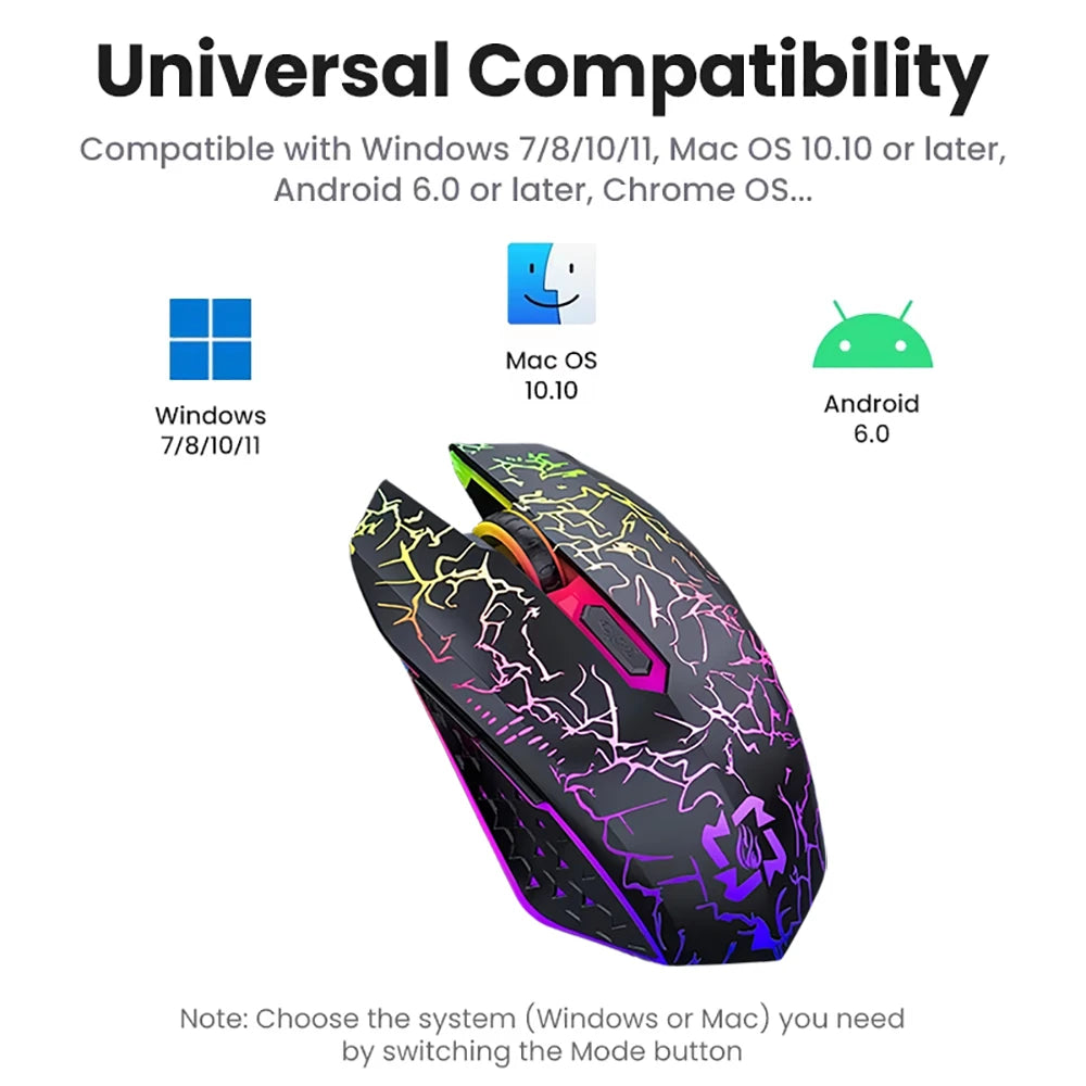 RGB Bluetooth Wireless Gaming Mouse . Rechargeable Ergonomic LED Mouse for PC, Laptop & Gaming
