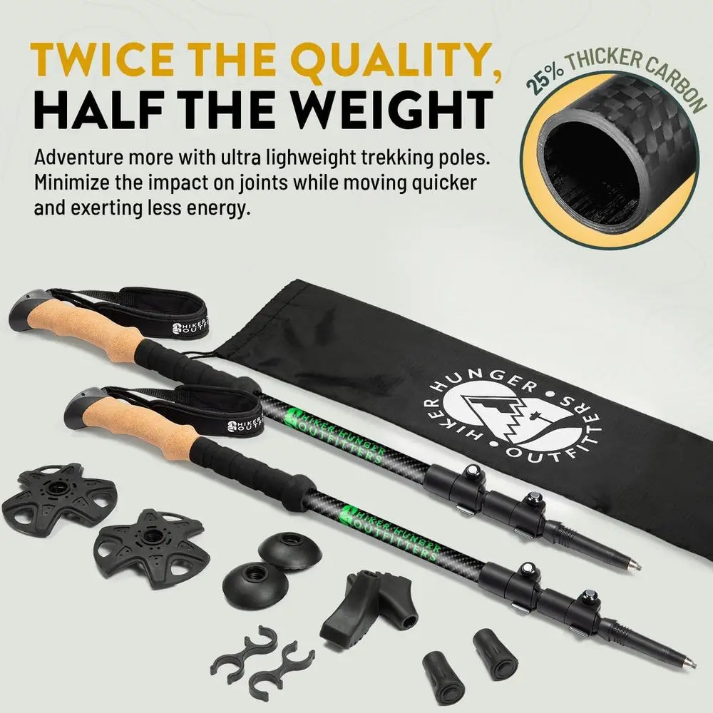 Carbon Fiber Trekking Poles .Adjustable Lightweight Hiking Sticks for Outdoor Adventures