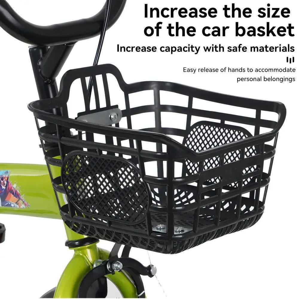 FKZNPJ 18-Inch Kids Bicycle . Bike with Training Wheels, Basket & Adjustable Seat for Boys and Girls