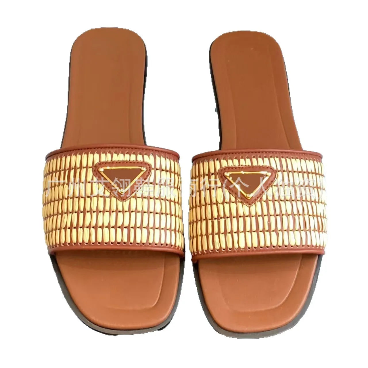 Luxury Women’s Woven Buckle Slide Sandals. Premium Square Toe Summer Flats
