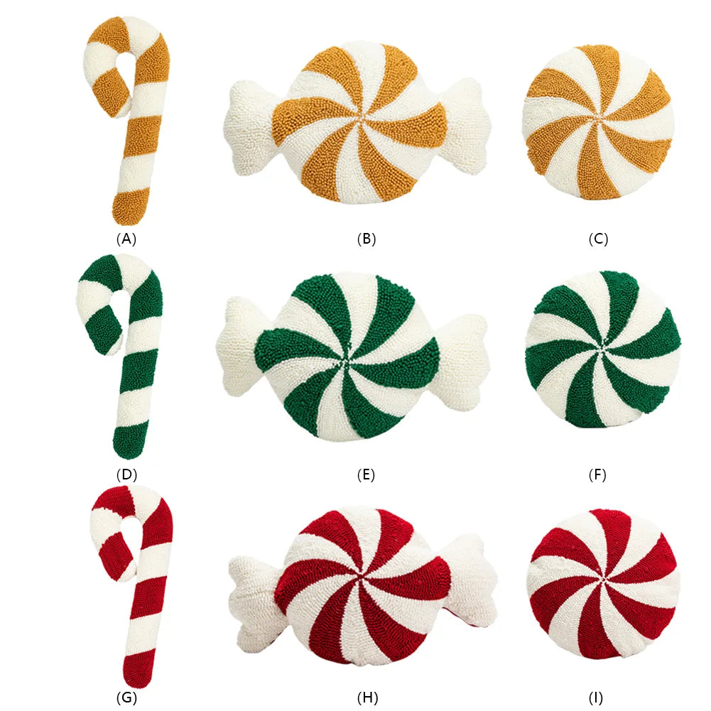 Christmas Cute Plush Pillow Soft Decorative Festive Pillow Spiral Candy Shaped Pillow for Couch Sofa Bed