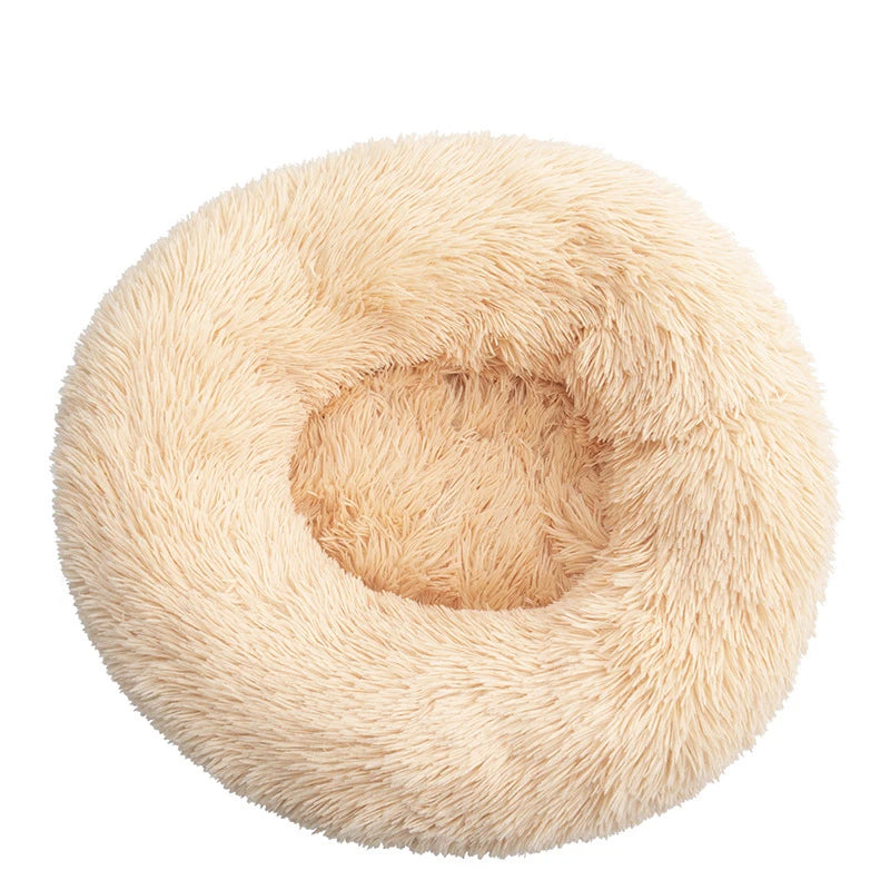 Plush Donut Dog Bed – Soft Calming Round Pet Bed
