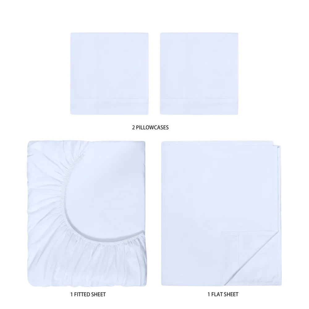 Eco-Friendly Microfiber Bed Sheet Set Full 4 Piece Breathable Wrinkle Resistant Machine Washable Durable Easy Care Comfortable