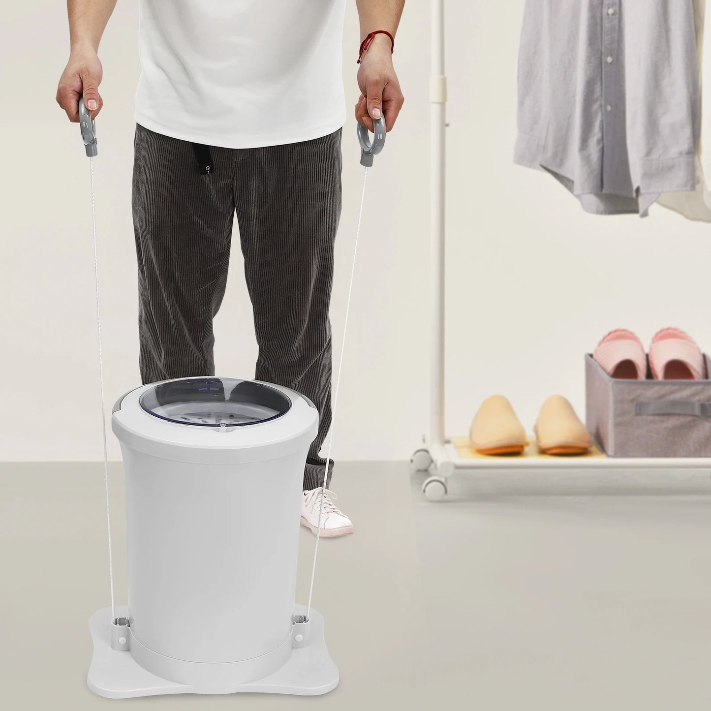 Manual Portable Spin Dryer & Laundry Dehydrator – No Electricity Compact Clothes Spinner for Apartments, RVs, Camping & Travel