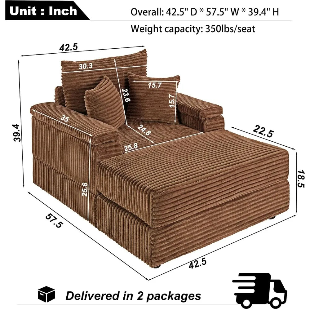 Oversized Chair With Ottoman Indoor Lounge Chair Deep Seat