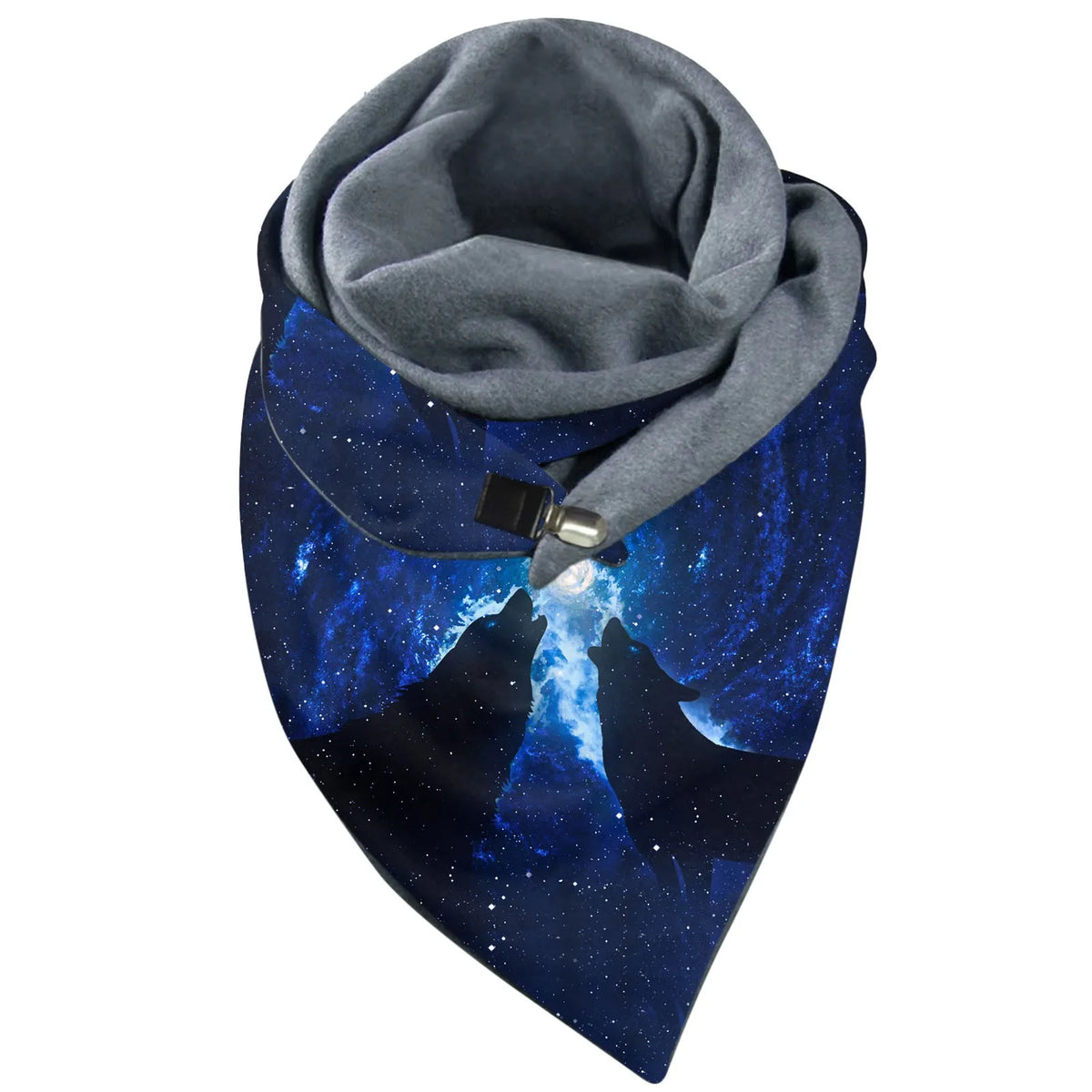 Wolf Print Women’s Scarf – Soft Celestial Animal Wrap Shawl