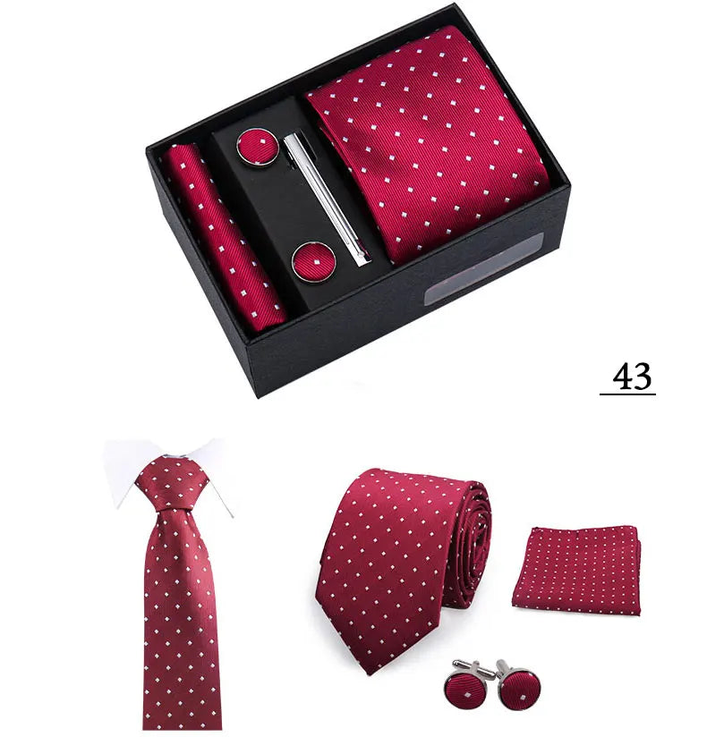 Tie Men With Box Top Quality Business Ties Hanky Cufflink Set Clips Green Necktie Corbatas For Men Wedding In Gift Box Gravatas