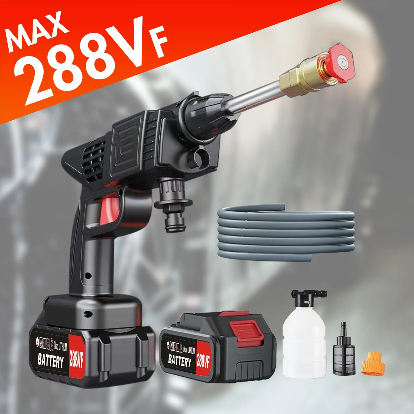 Portable Cordless High Pressure Washer with Rechargeable Battery for Cars, Patios, Driveways & Outdoor Cleaning