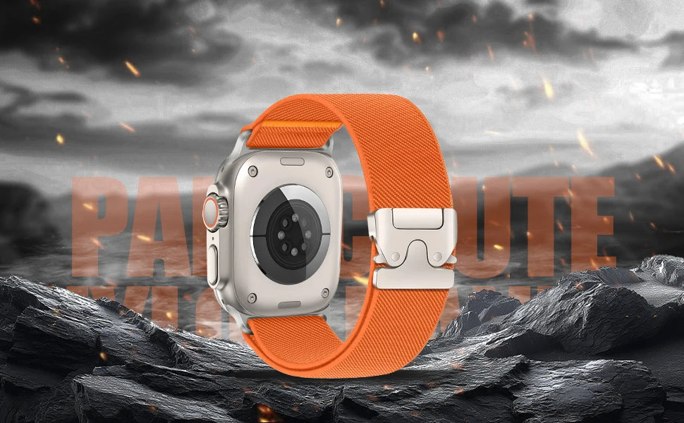 Parachute Nylon Apple Watch Band .Rugged Adjustable Strap Compatible with 40mm–49mm Models