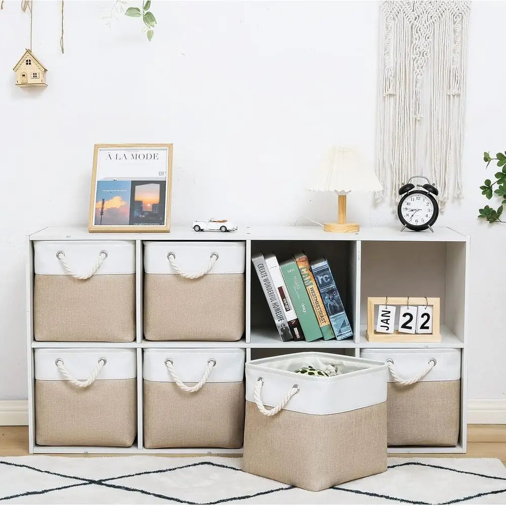 Foldable Fabric Storage Bins (6 Pack) 11x11 Inch Cube Organizer with Handles for Closet, Shelves & Home Storage