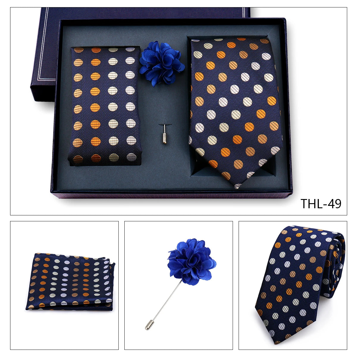 Luxury Men’s Paisley Necktie Gift Set. Silk Tie, Pocket Square, Cufflinks & Gift Box for Weddings & Business