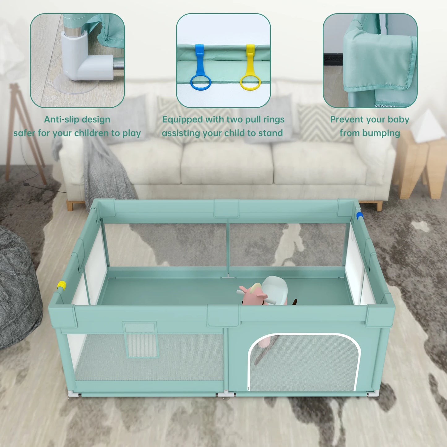 Baby Playpen,for Kids and Toddlers,Kids Activity Centre Safety Play Yard,Indoor&Outdoor,70"X47",Breathable Mesh