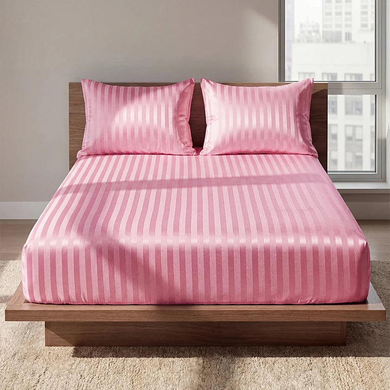 Luxury Satin Jacquard Fitted Sheet & Pillowcase Set
