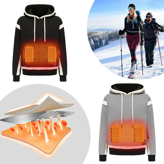 9-Zone Heating Jacket USB Sweatshirts Long Sleeve Streetwear Loose Coats Cozy USB Rechargeable 3 Heat Levels for Winter M-4XL