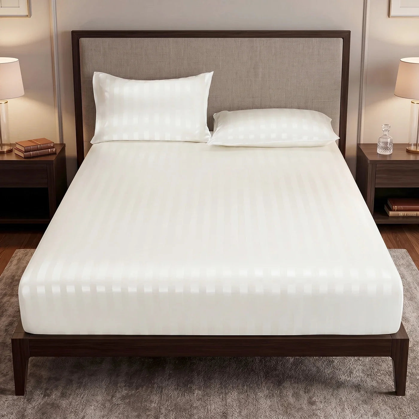 Luxury Satin Jacquard Fitted Sheet & Pillowcase Set