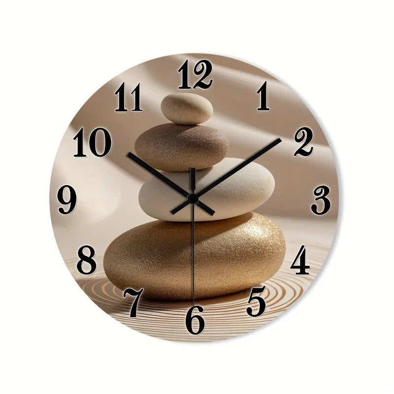 Modern Geometric Wall Clock – Wood-Look Design & Silent Style