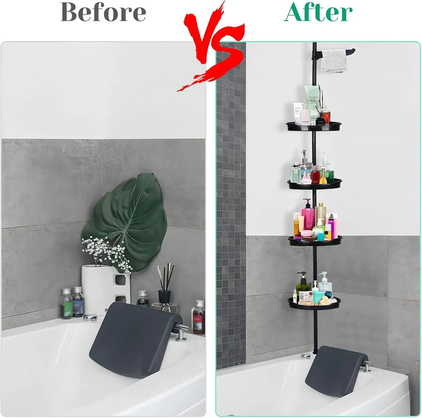 4 Layer Telescopic Corner Shower Storage Rack For Bathroom