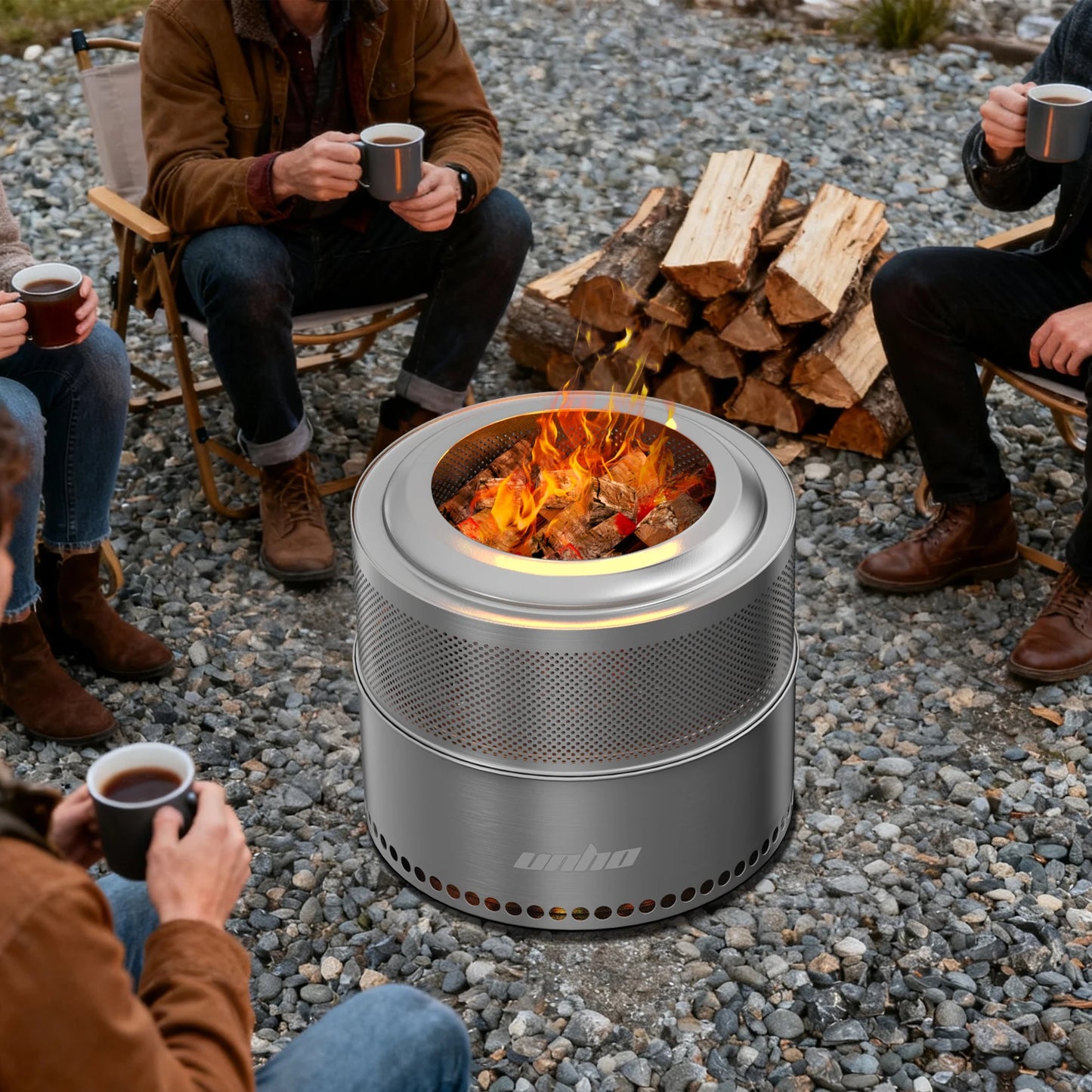 Large Smokeless Stainless Steel Fire Pit – Portable Outdoor Wood Burning Fire Pit with Carry Bag