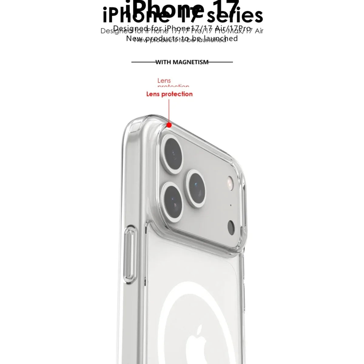 Clear Magnetic Shockproof Phone Case with Wireless Charging Compatibility