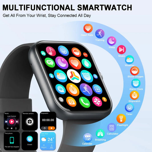 Multi-Function Smart Watch with Fitness Tracking & Bluetooth Connectivity