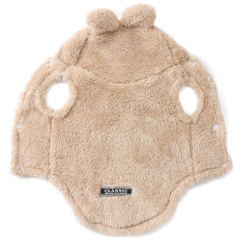Cute Bear Ear Hooded Pet Sweater. Warm Fleece Puppy & Cat Winter Hoodie