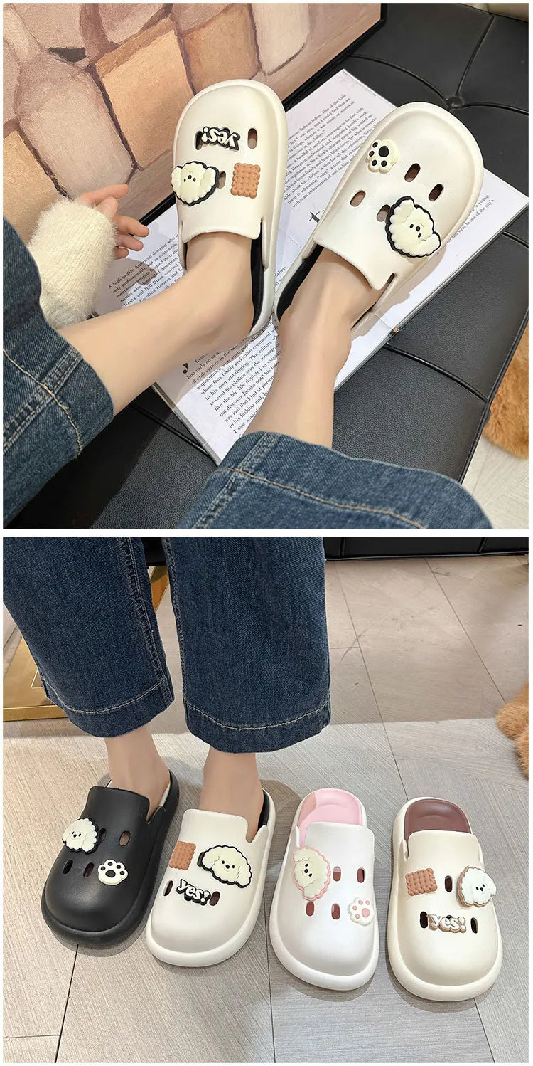 Cute Dog Cartoon Plush House Slippers for Men and Women