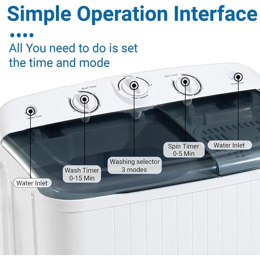 Compact Portable Top-Load Washing Machine. Single-Tub Washer