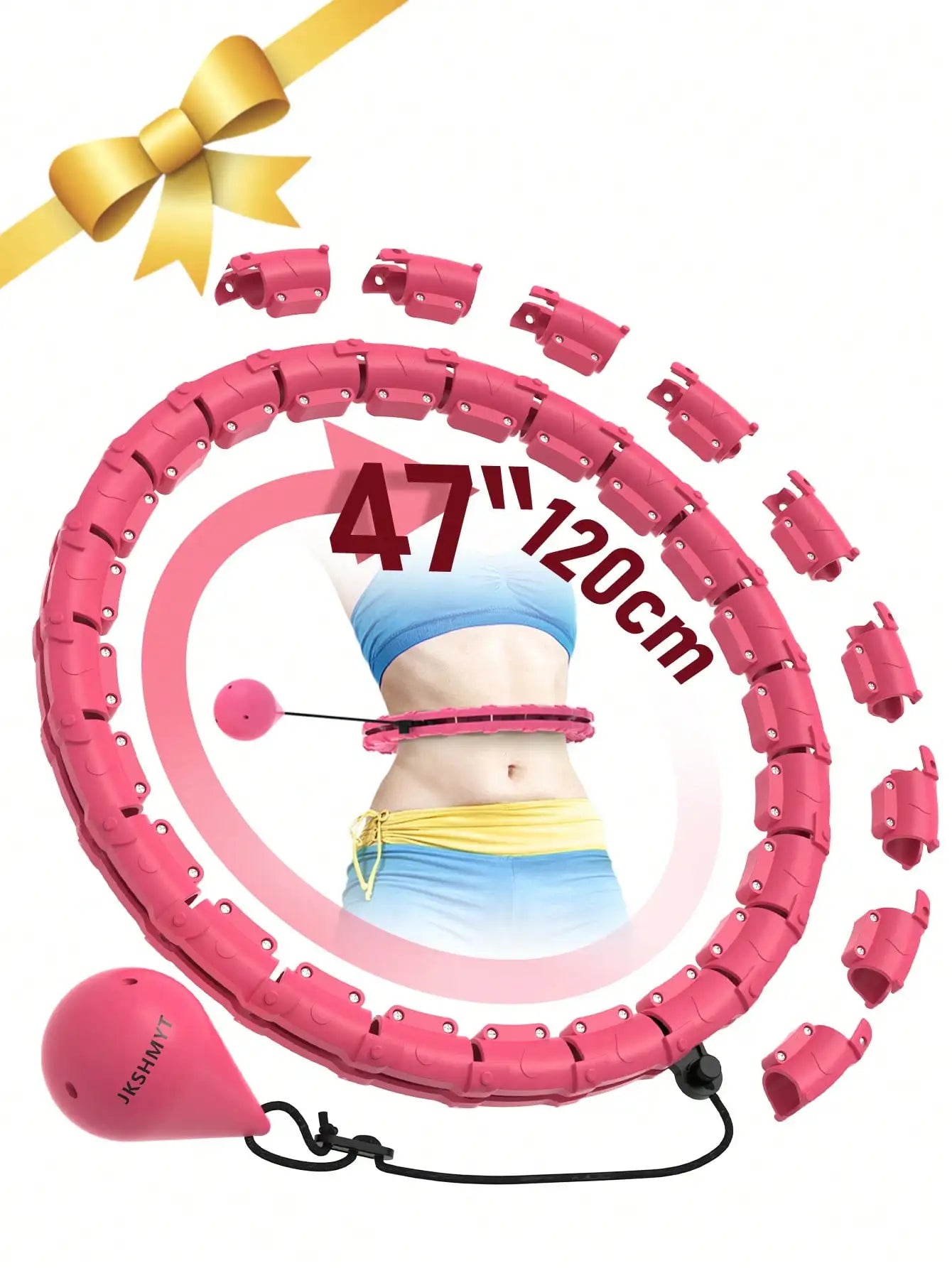 Smart Weighted Fitness Hula Hoop. Adjustable Waist Training Exercise Hoop with Detachable Links