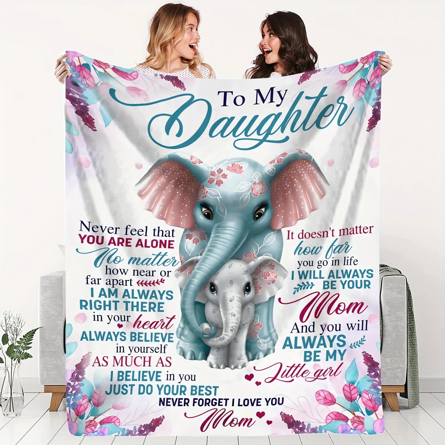 My Daughter Elephant Love Flannel Blanket