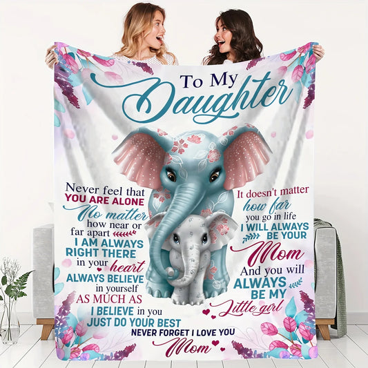 My Daughter Elephant Love Flannel Blanket