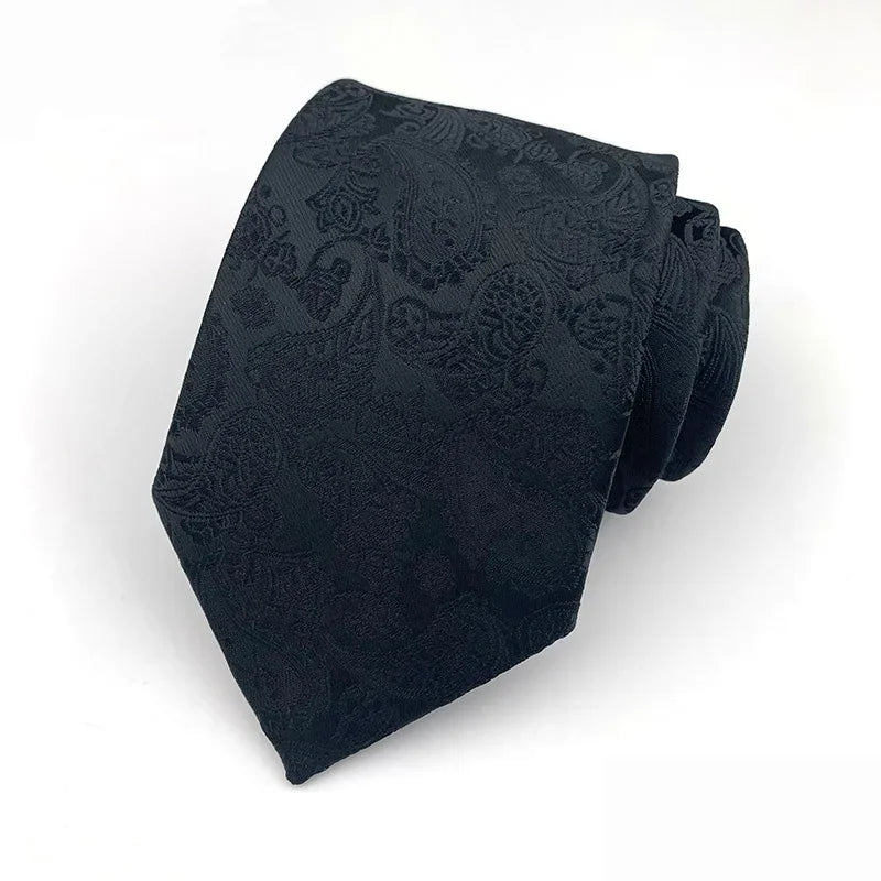 Luxury 8CM Men’s Black Striped Necktie | Classic Business & Formal Tie for Weddings, Office & Special Occasions