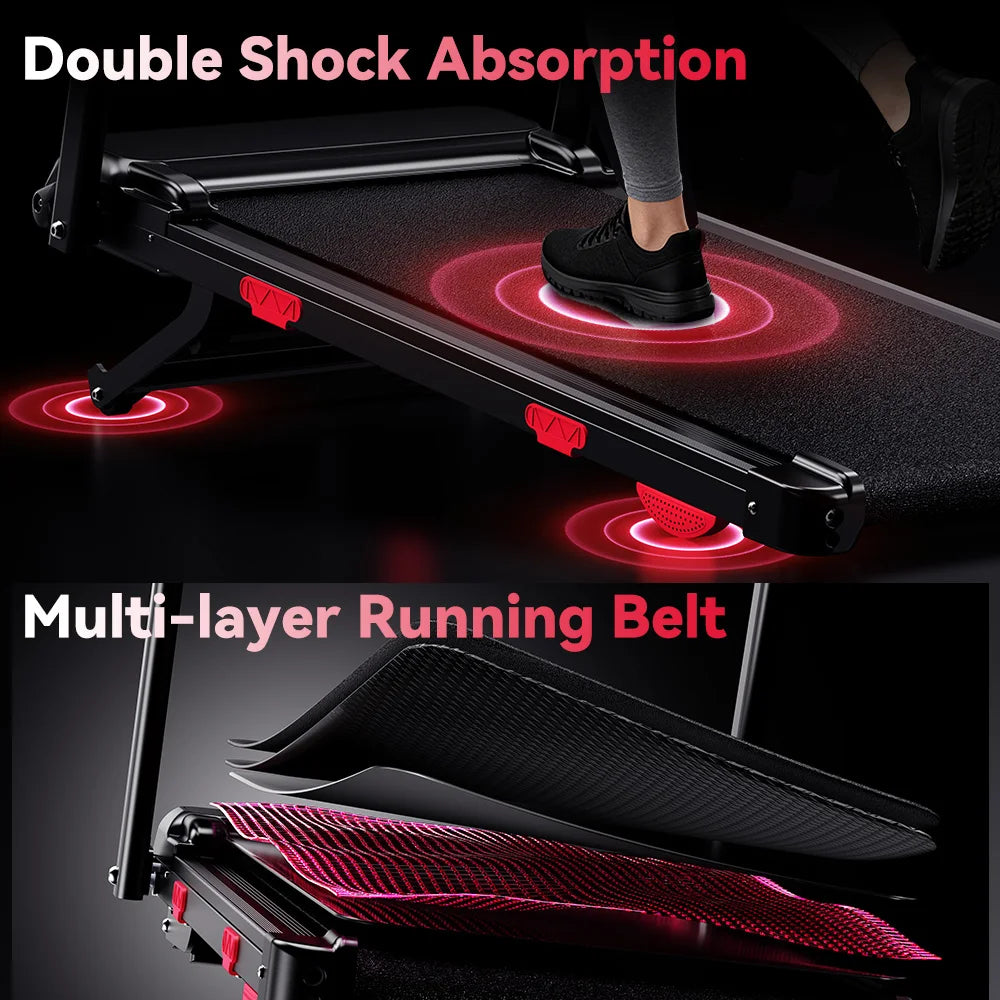Folding Incline Treadmill. Portable Home Walking & Running Machine