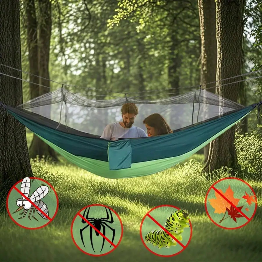 Portable Camping Hammock with Mosquito Net | Lightweight Double Travel Hammock for Hiking, Backpacking & Outdoor Adventures