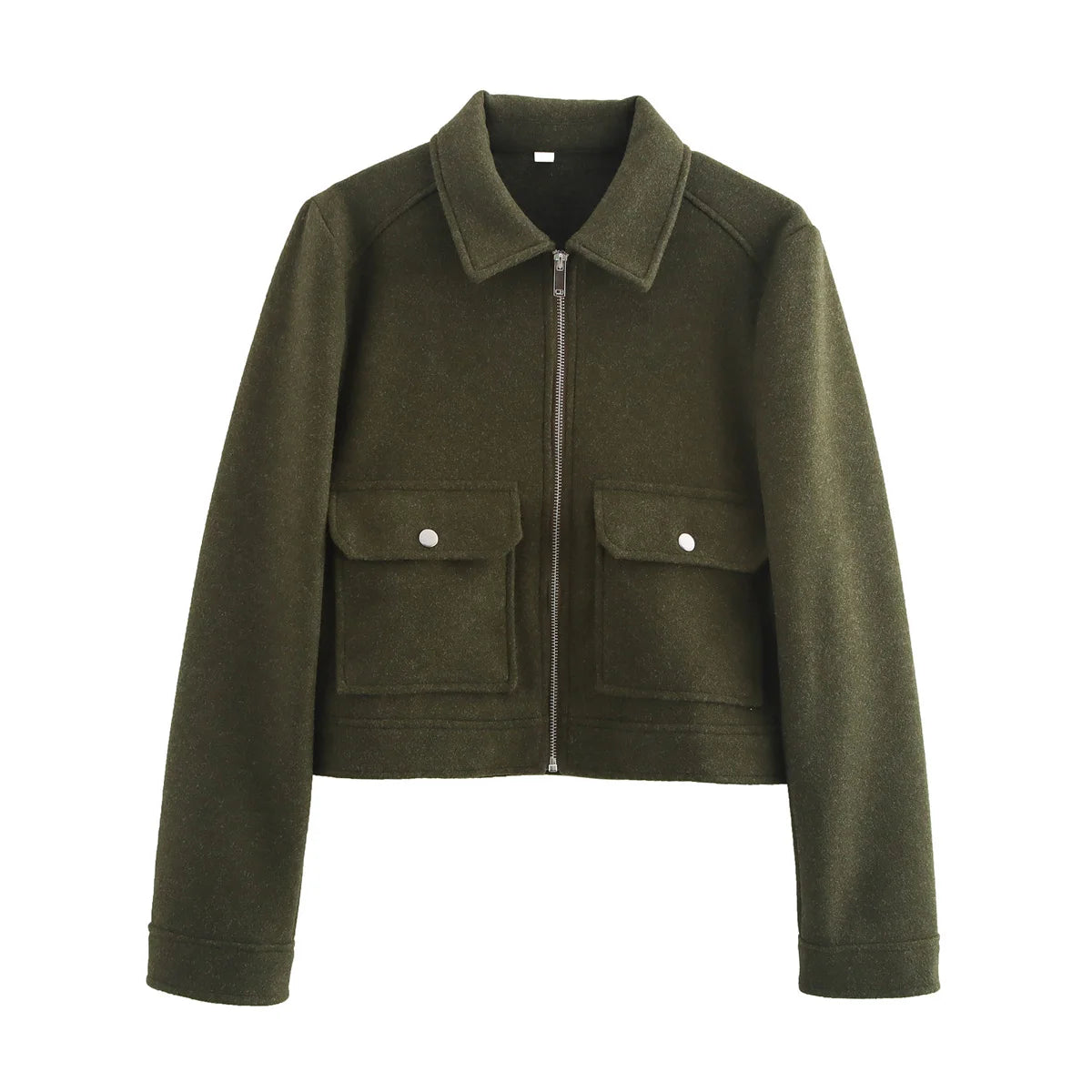 Women's Corduroy Zip-Up Jacket – Casual Long Sleeve Winter Coat with Stand Collar