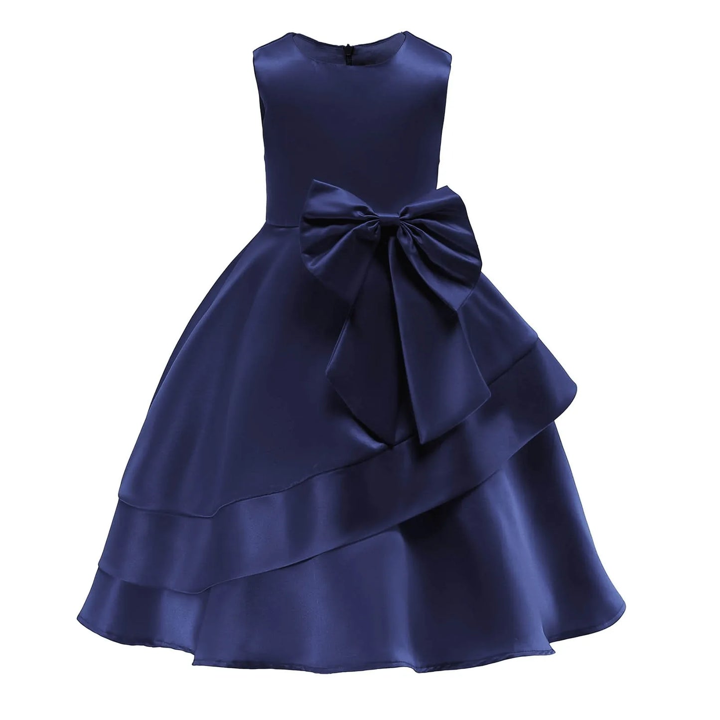 Girls Bow Party Dress.  Elegant Sleeveless Princess Dress for Weddings, Birthdays & Special Occasions