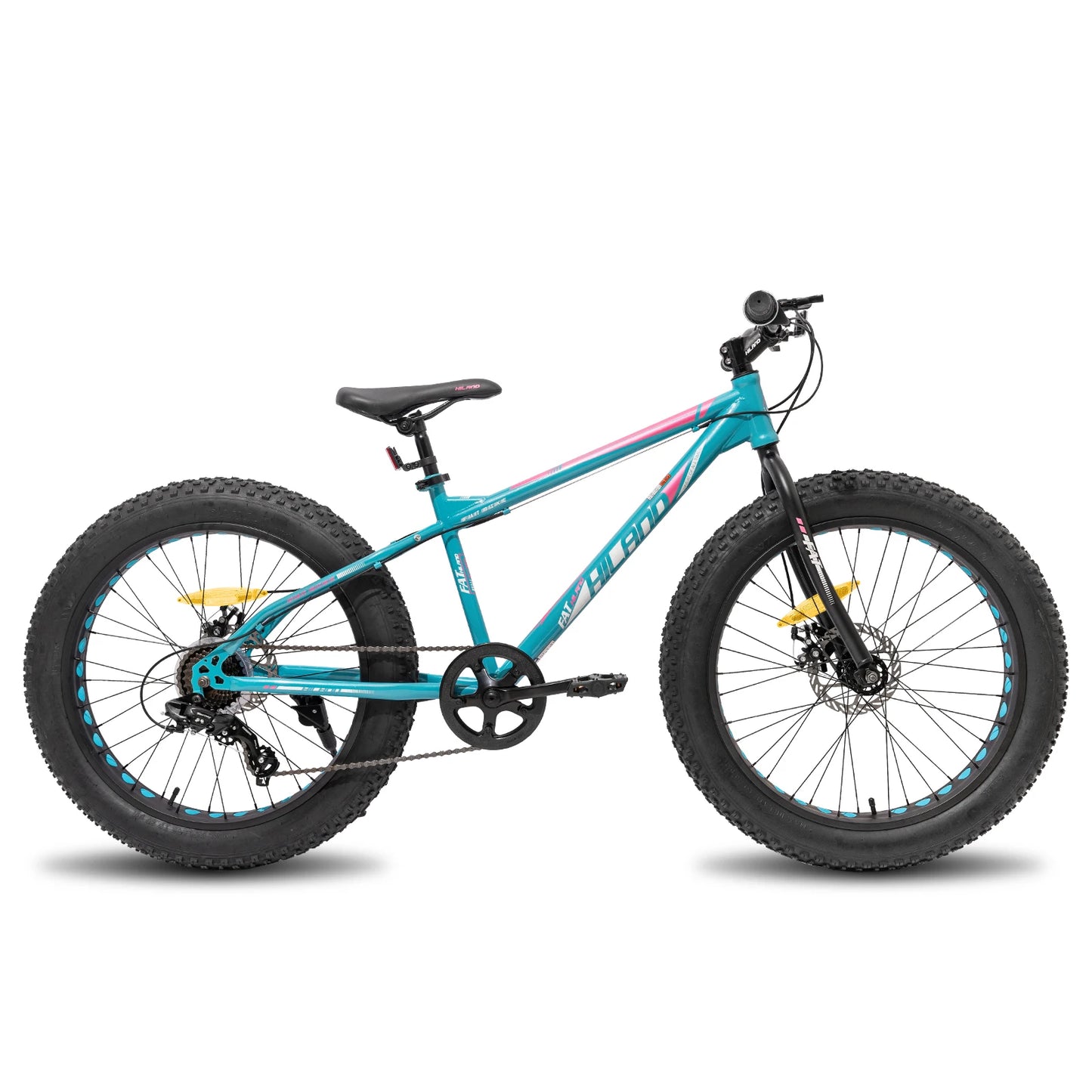 Hiiland 20 Inch Fat Tire Mountain Bike .Kids Bicycle with Front Suspension, Dual Disc Brakes & 7-Speed Gears