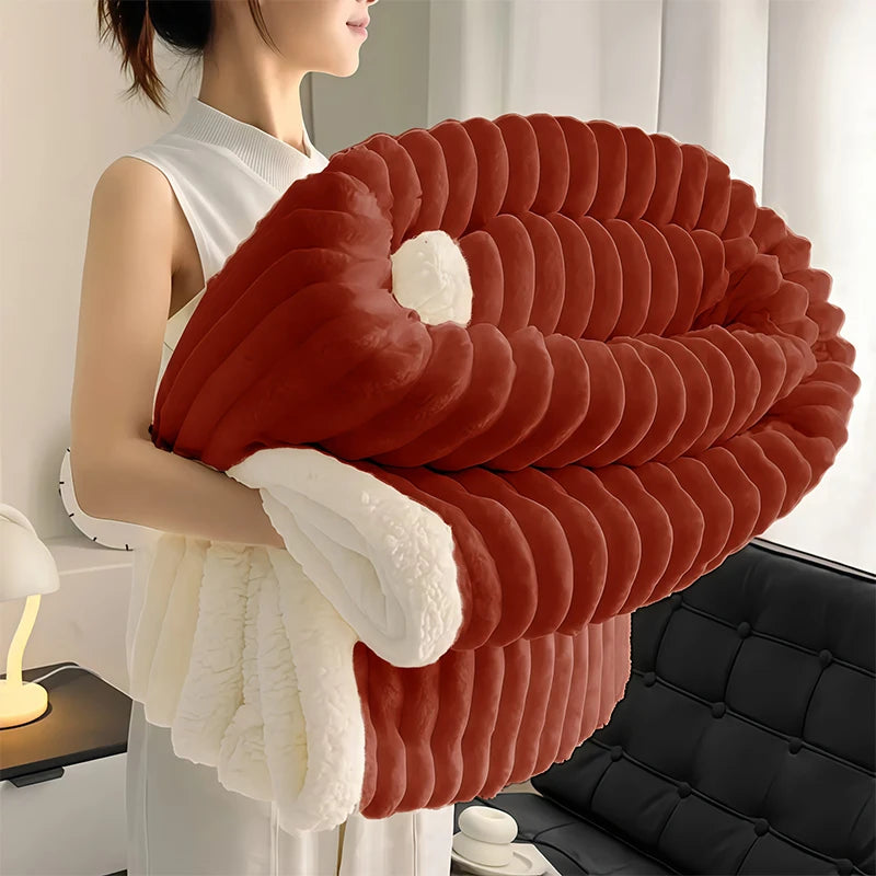 Luxury Weighted Sherpa Fleece Blanket . Ultra Soft Faux Rabbit Fur Throw for Bed & Sofa