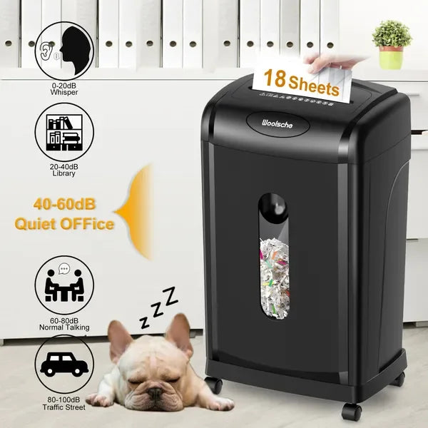 Executive 18 Sheet Cross-Cut Paper Shredder  P-4 High Security Heavy Duty Office Shredder