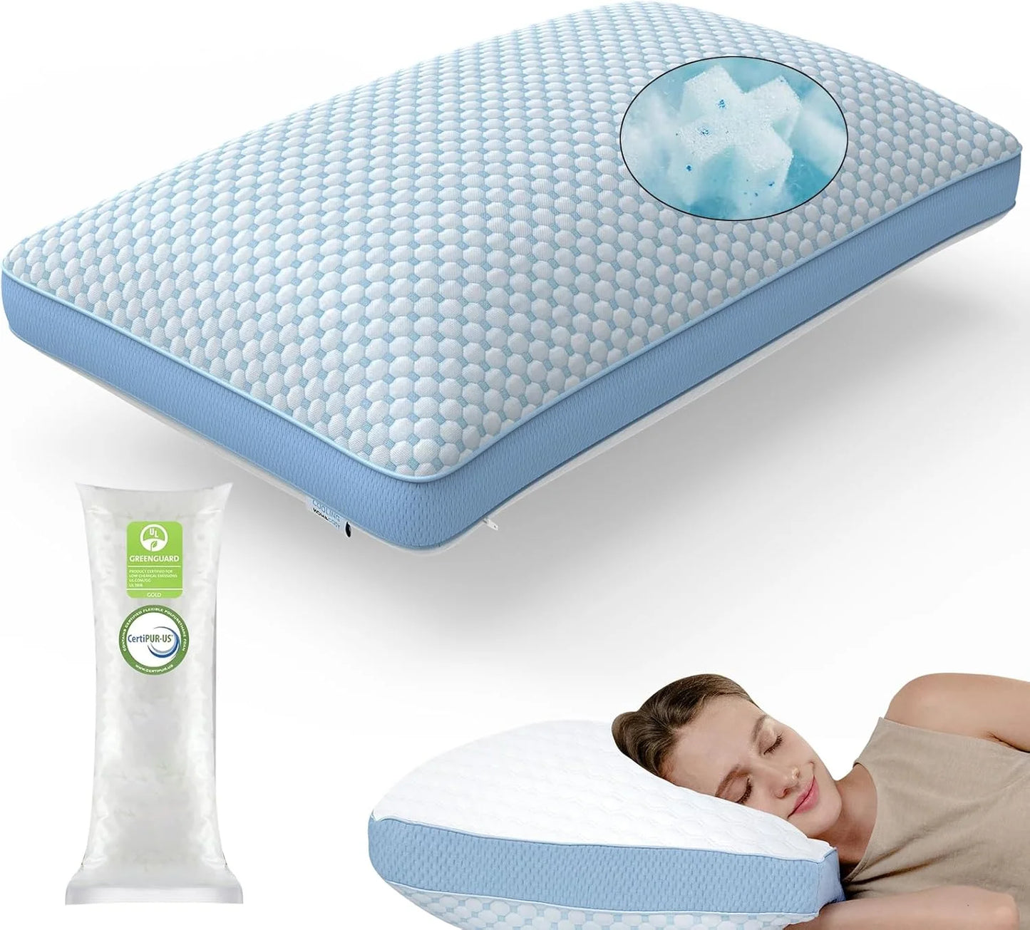 Adjustable Memory Foam Pillow For Side Back Sleepers Gel