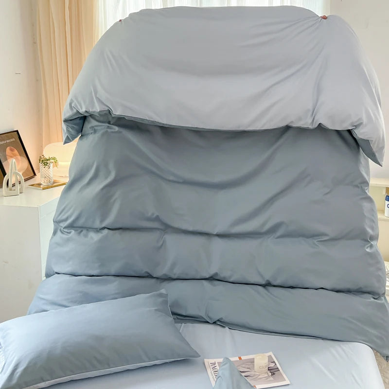 4-Piece Soft Brushed Duvet Cover Set . Solid Color Bedding