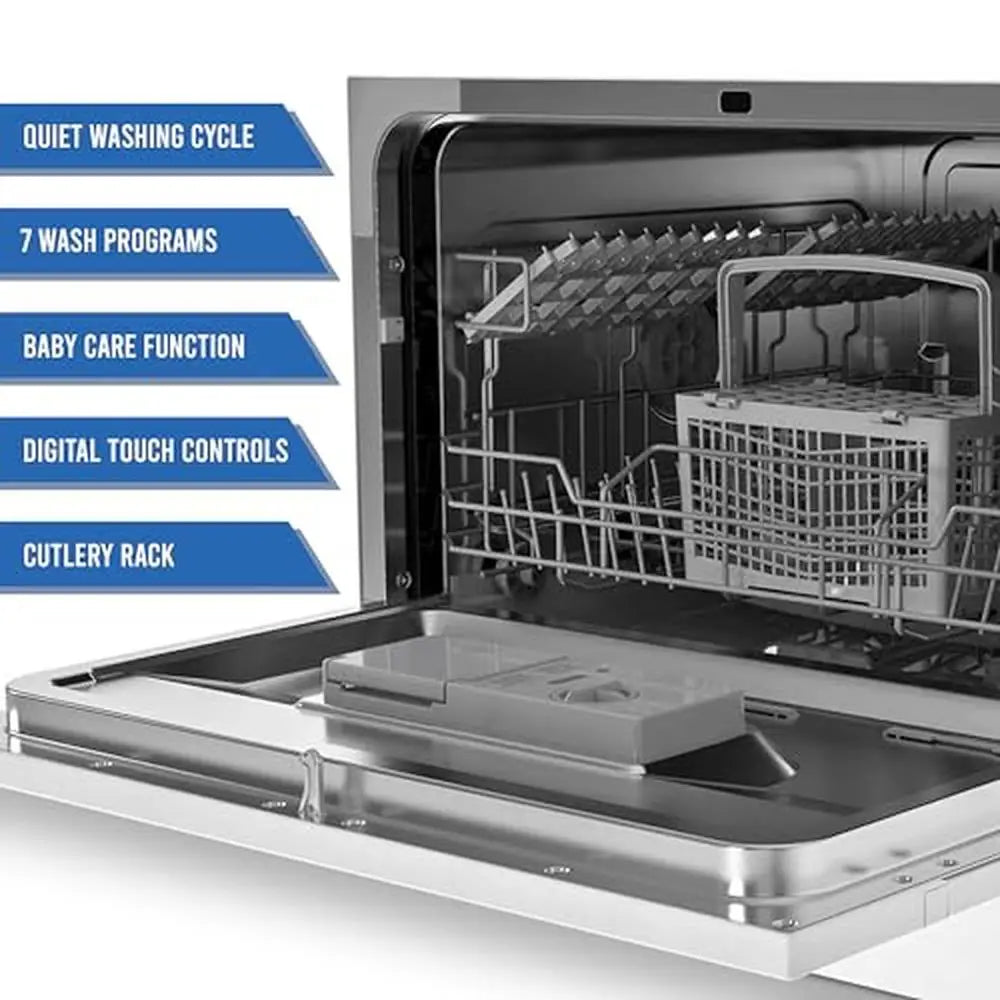 Mini 6-Place Setting Countertop Dishwasher Portable Compact Dishwasher with 7 Wash Programs Ideal Small Spaces Apartment RV Boat