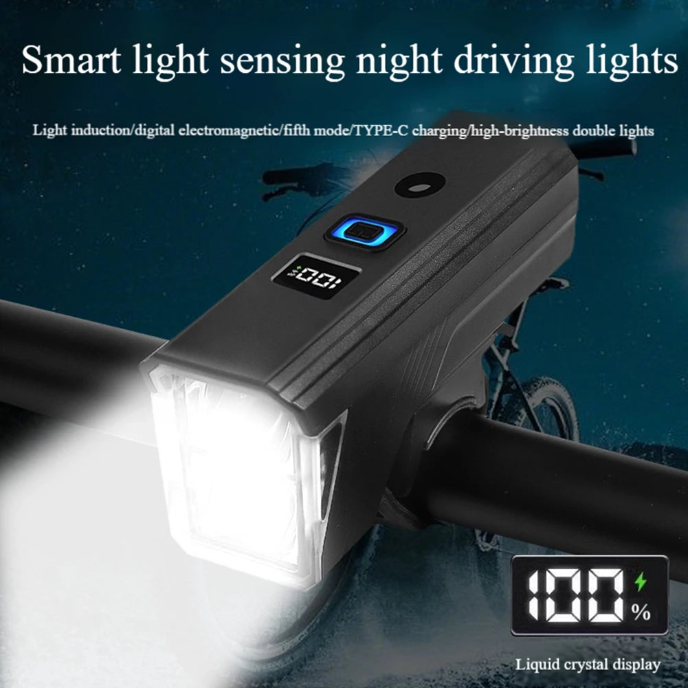 Bicycle Front Light Bicycle Light Waterproof Bike Flashlight Rechargeable Bicycle Head Light Automatic Sensor for Night Riding