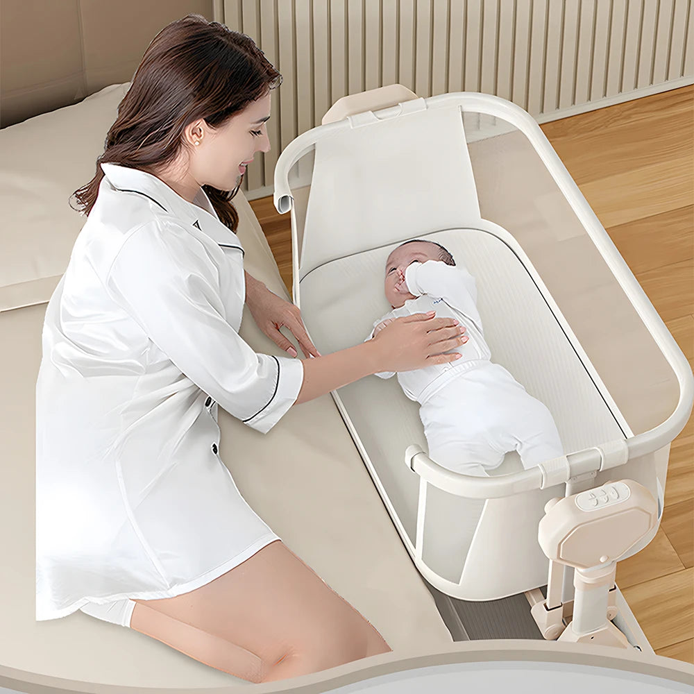Adjustable Baby Bassinet Bedside Sleeper & Newborn Co-Sleeper with Storage Basket