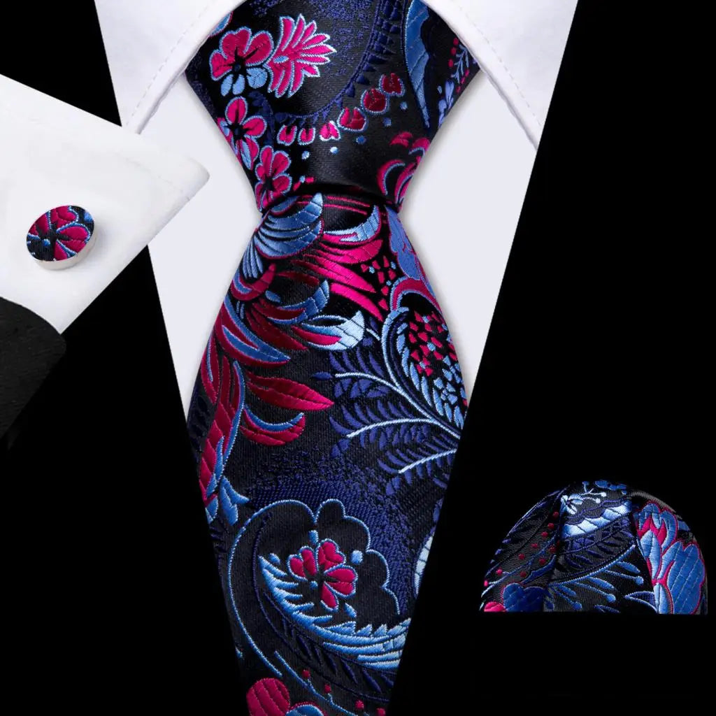 Men’s Luxury Brown Floral Silk Necktie .Elegant Wedding, Business & Formal Dress Tie