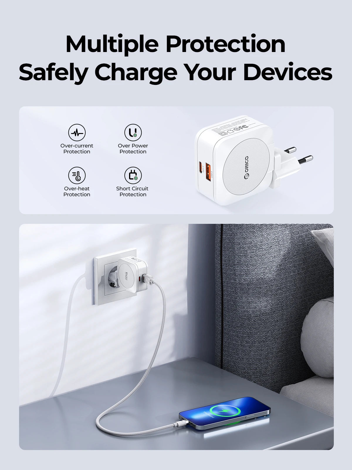 ORICO 65W GaN Charger Fast Charging USB PD Charger Cell Phone Charger Fast Charging Charger Type C for iphone 15/14