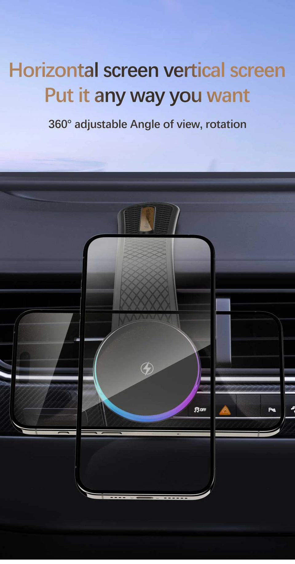Magnetic Wireless Charger Car Adjustable Phone Holder for Magsafe iPhone 16 15 14 13 12 Pro Max 15W Fast Charging Car Charger