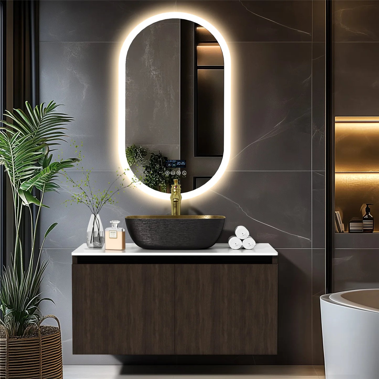 Floating Vanity Bathroom with Sink Combo, Wall Mounted Modern Vanity, Bathroom Cabinet Vanity with Sink Ceramic Basin Faucet