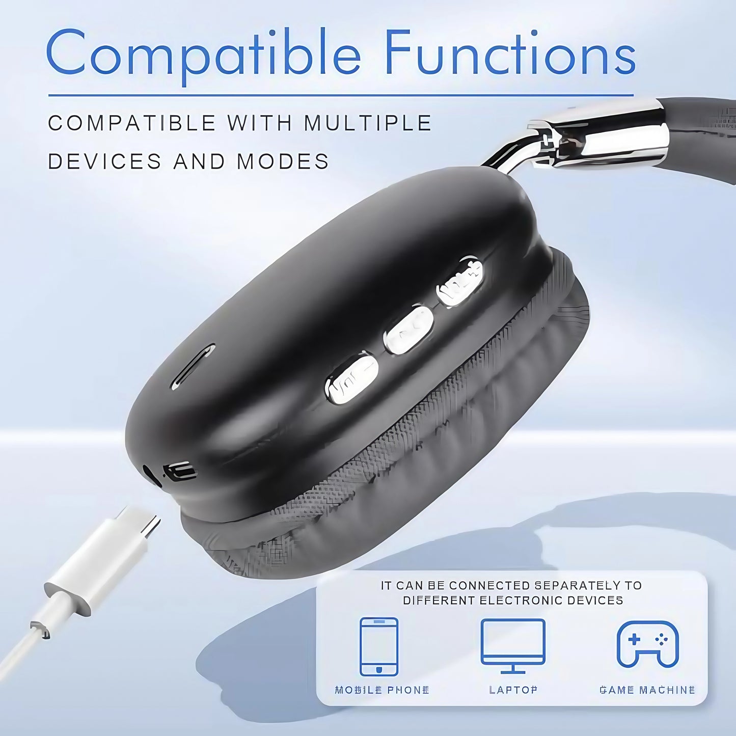 Wireless Bluetooth Over-Ear Headphones with Built-In Microphone